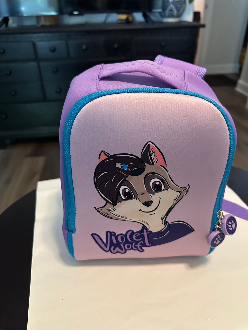 Violet Wolf Kids Pink & Purple Lunch Bag with Teal Trim NWOT